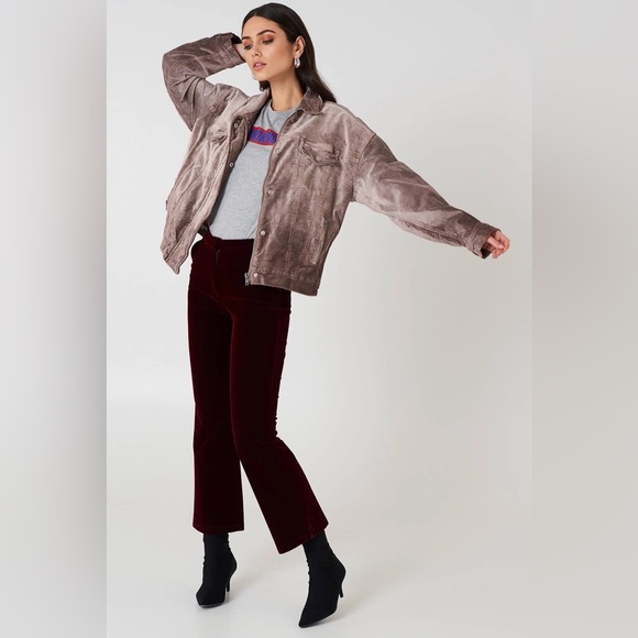 FREE PEOPLE Trucker Velvet Jacket Color MAUVE Size M/L - Picture 7 of 13